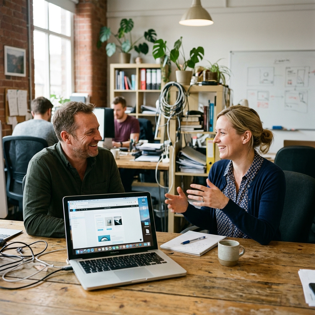 Zufriedener Kunde und Webdesignerin